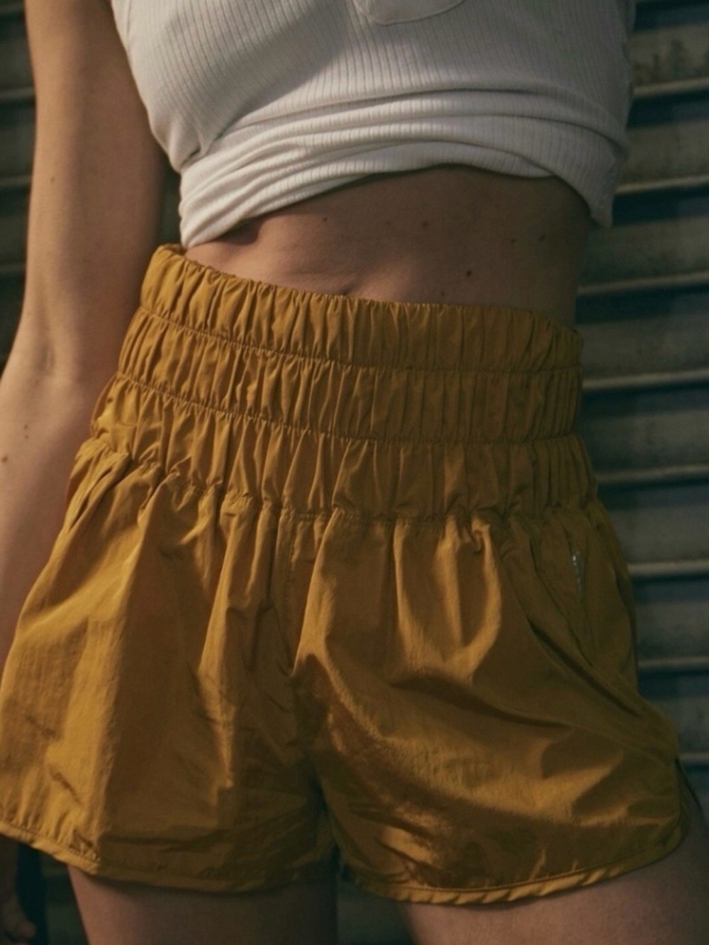 Free People Movement Mustard High-Waist Elastic Waist Women’s Shorts
